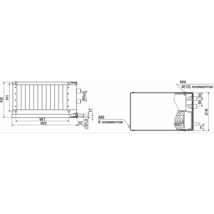 Водяной охладитель Shuft WHR-W 500х300/3 Водяной охладитель Shuft WHR-W 500х300/3
